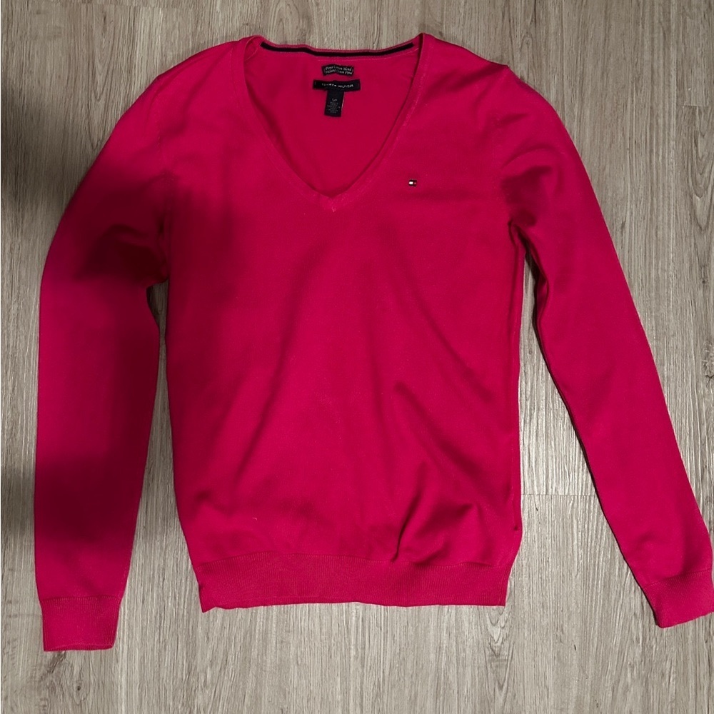 Tommy Hilfiger Pink V-Neck Sweater